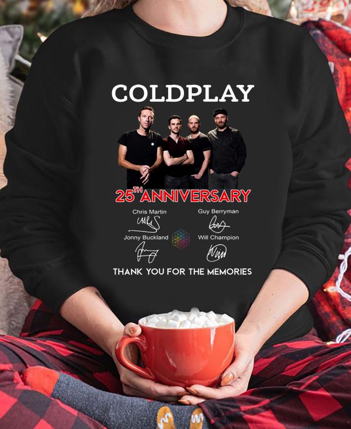 Awesome Coldplay 25th anniversary signatures t-shirt sweatshirt