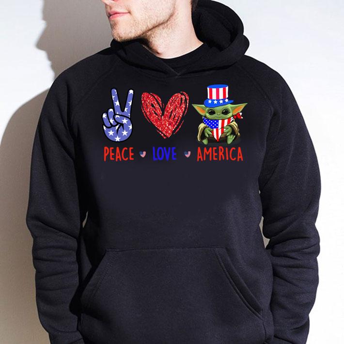 Peace Love America Baby Yoda American Flag Independence Day t-shirt hoodie