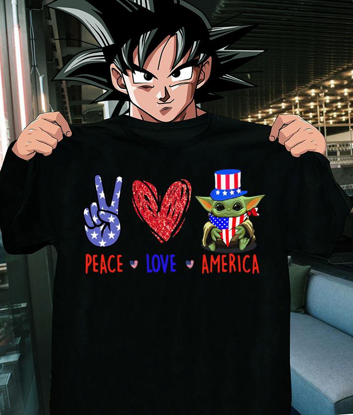 Peace Love America Baby Yoda American Flag Independence Day t-shirt shirt