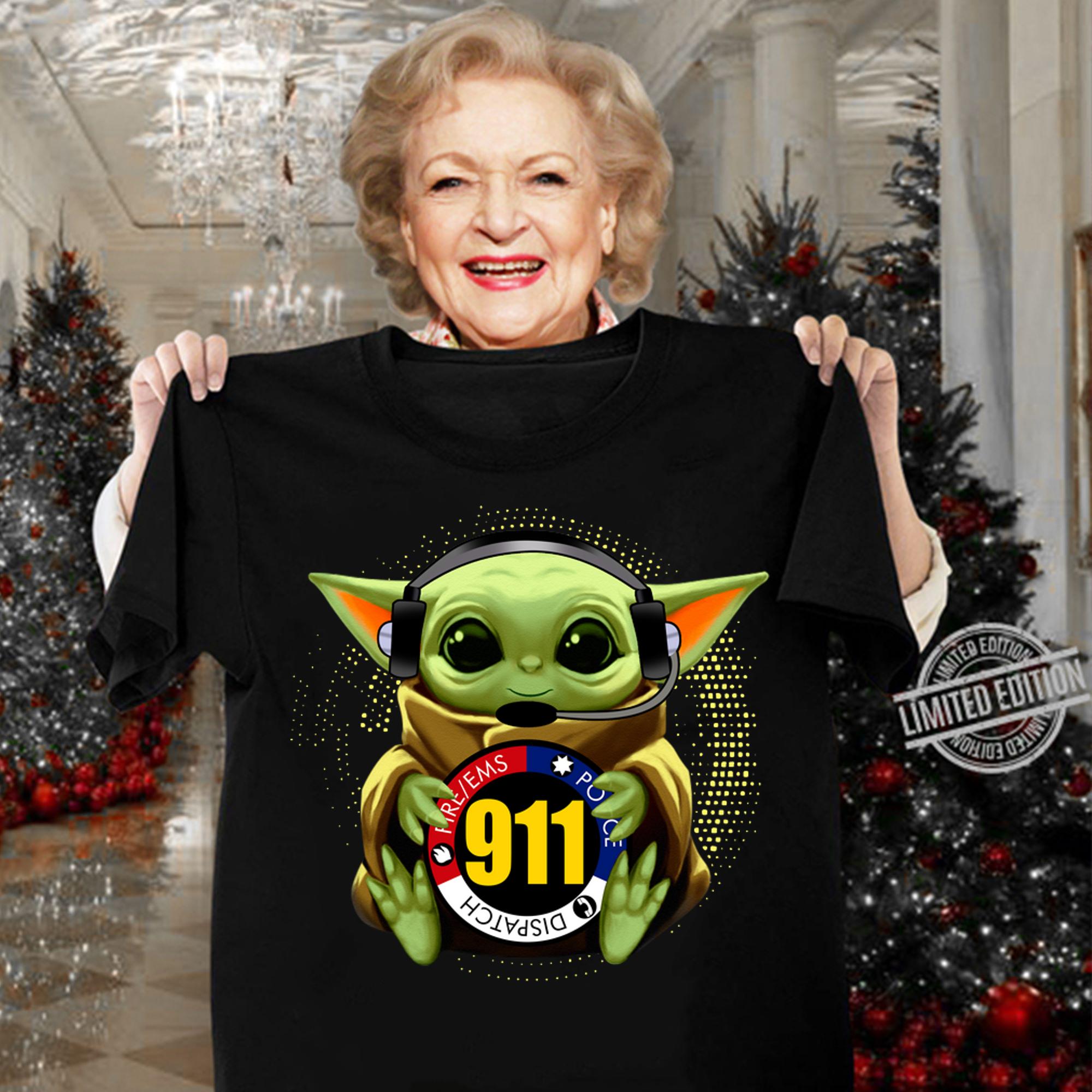 Baby Yoda Dispatch Fire Ems Police 911 t-shirt woman shirt
