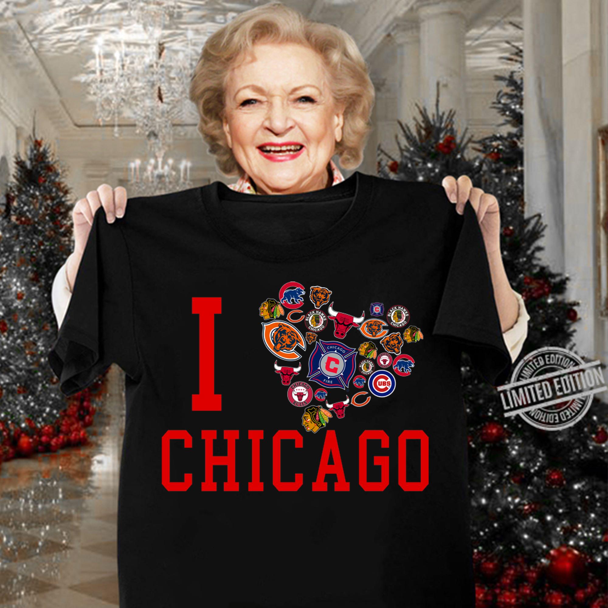 I love Chicago Sports Teams logo t-shirt woman shirt