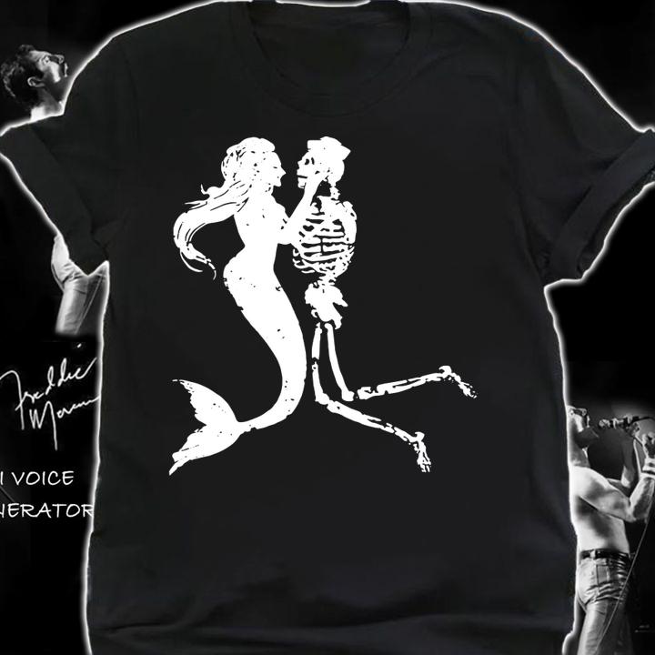 Mermaid Skeleton Skull Graphic Under the Sea Lovers t-shirt shirt