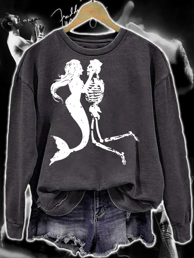 Mermaid Skeleton Skull Graphic Under the Sea Lovers t-shirt sweatshirt