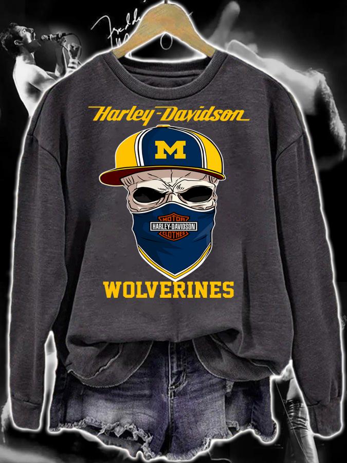Skull Harley Davidson Michigan Wolverines Hat t-shirt sweatshirt