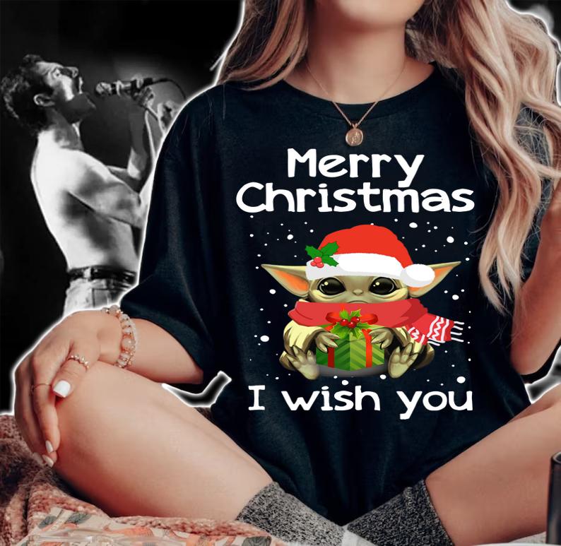 Baby Yoda Hug Christmas Gift Box t-shirt woman shirt