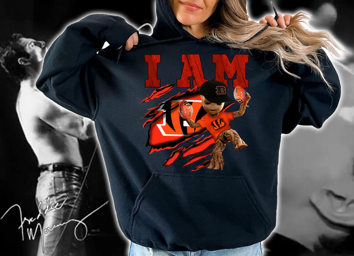 Hot I Am Cincinnati Bengals Baby Groot t-shirt hoodie