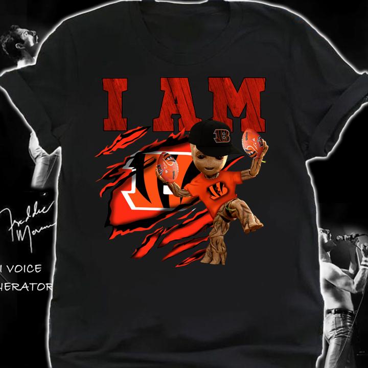 Hot I Am Cincinnati Bengals Baby Groot t-shirt shirt