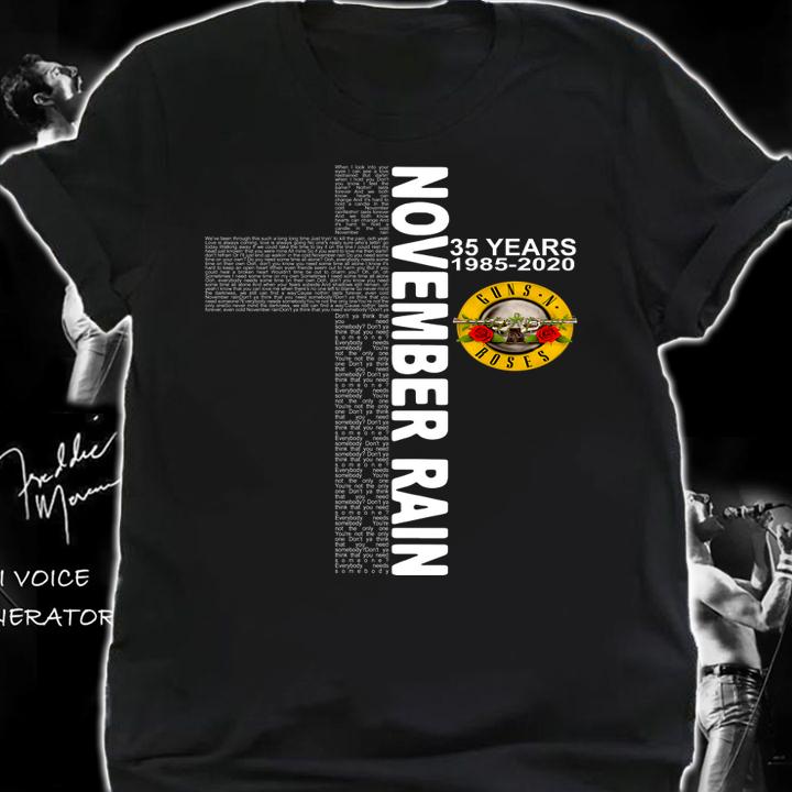 Lyrics November Rain 35 Years 1985-2020 Guns N Roses t-shirt shirt