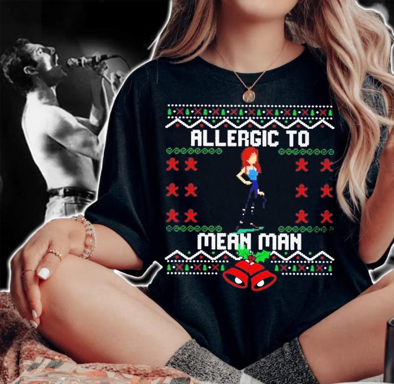 Allergic To Mean Man Ugly Sweater Christmas Shirt t-shirt woman shirt