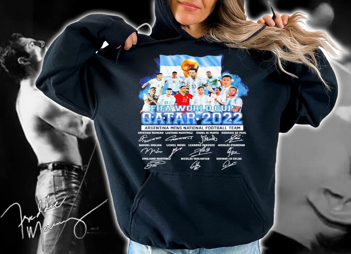 Fifa World Cup Qatar 2022 Argentina Men's National Football Team signatures shirt t-shirt hoodie
