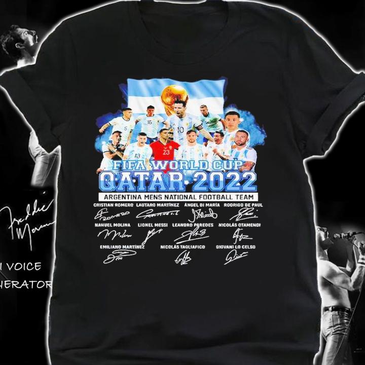 Fifa World Cup Qatar 2022 Argentina Men's National Football Team signatures shirt t-shirt shirt
