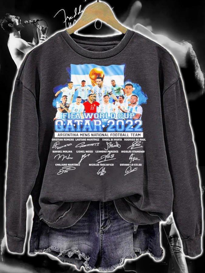 Fifa World Cup Qatar 2022 Argentina Men's National Football Team signatures shirt t-shirt sweatshirt