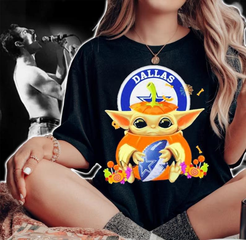 Baby Yoda Pumpkin Hug Dallas Cowboys Halloween Shirt t-shirt woman shirt