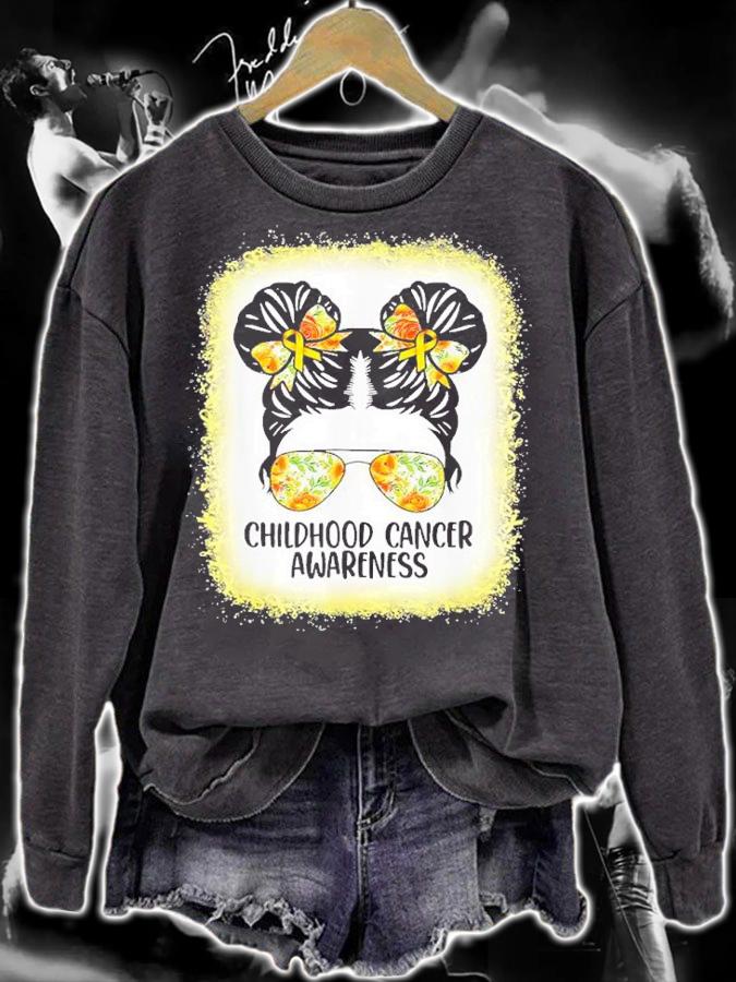 Childhood Cancer Awareness Messy Bun Gold Ribbon Shirt t-shirt