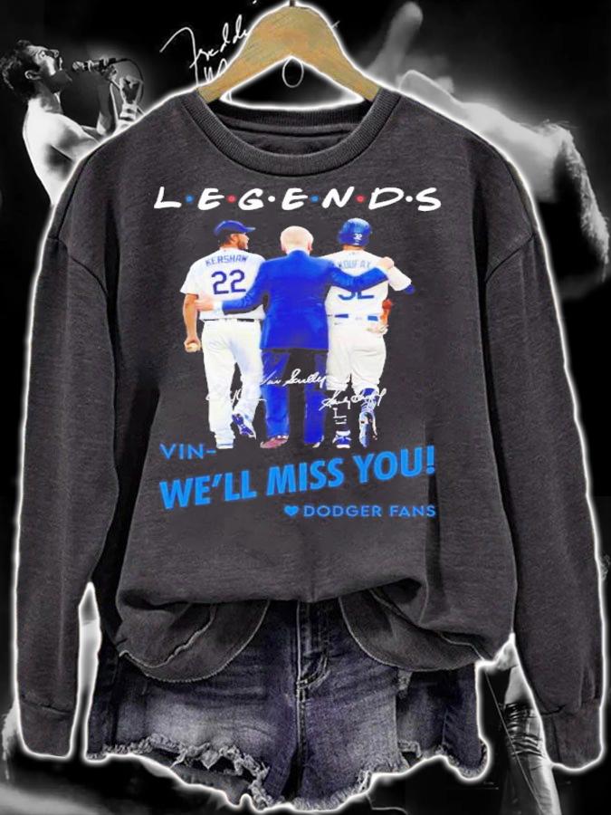Legends Vin we'll miss you Dodgers fan shirt t-shirt