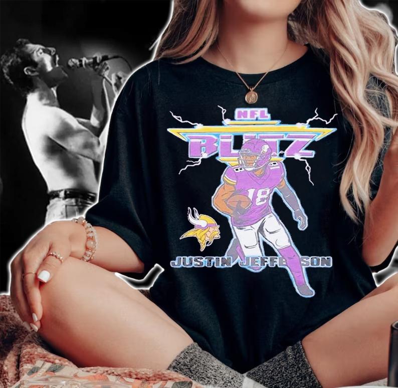 NFL Blitz Vikings Justin Jefferson shirt t-shirt woman shirt