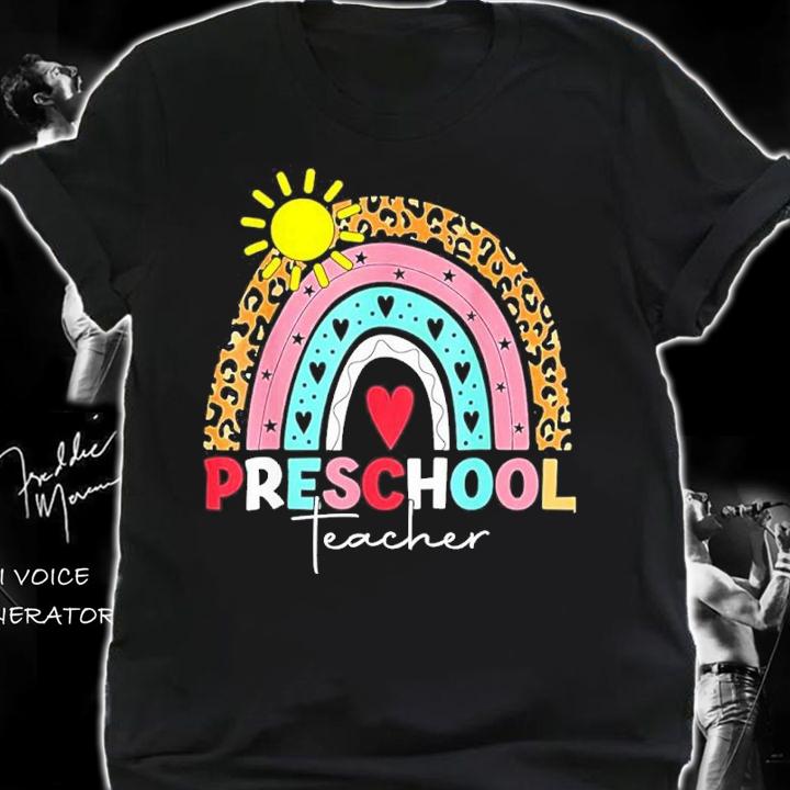Preschool Teacher Boho Rainbow Leopard Shirt t-shirt shirt