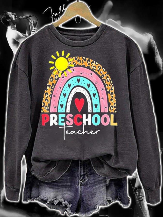 Preschool Teacher Boho Rainbow Leopard Shirt t-shirt sweatshirt
