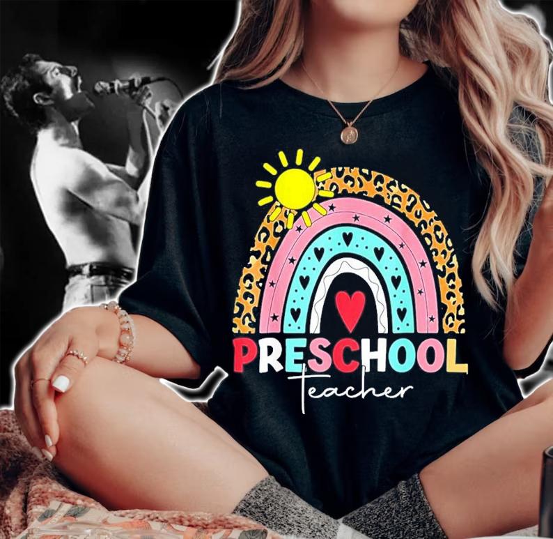 Preschool Teacher Boho Rainbow Leopard Shirt t-shirt woman shirt