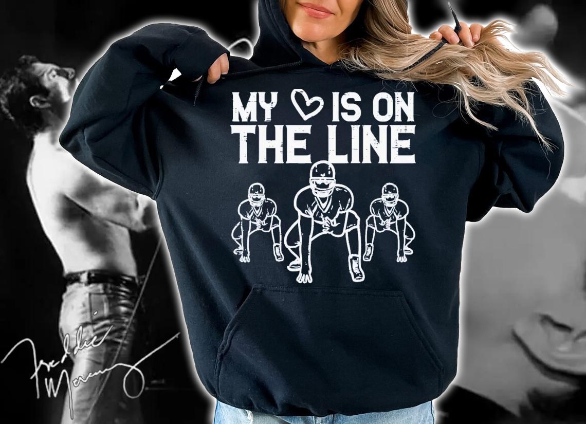 American Football My Heart Is On The Line Lineman T-Shirt t-shirt hoodie