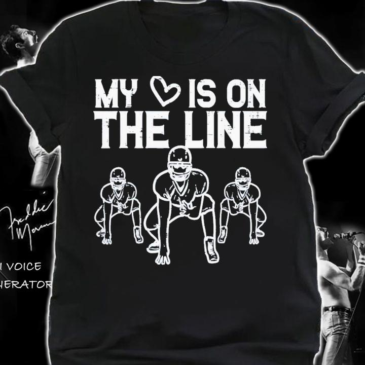 American Football My Heart Is On The Line Lineman T-Shirt t-shirt shirt