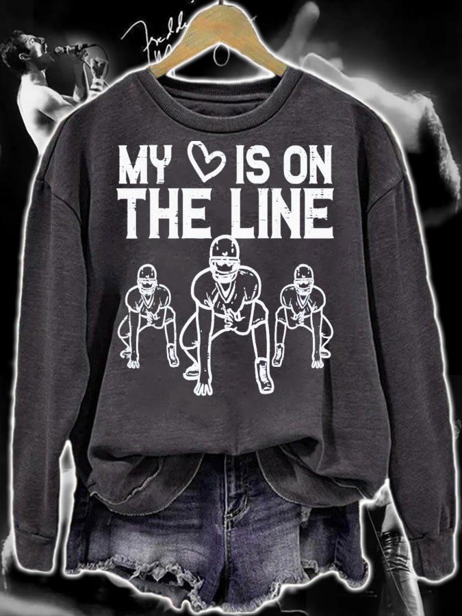 American Football My Heart Is On The Line Lineman T-Shirt t-shirt sweatshirt