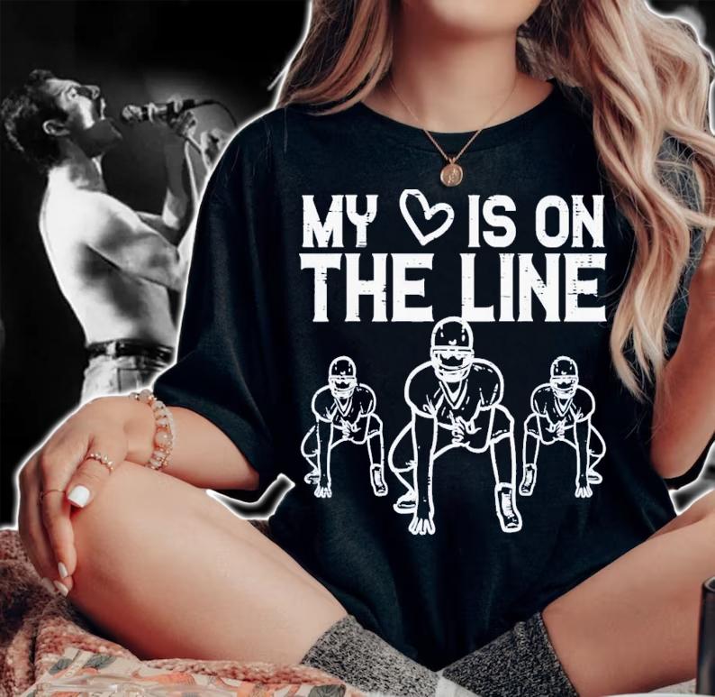 American Football My Heart Is On The Line Lineman T-Shirt t-shirt woman shirt