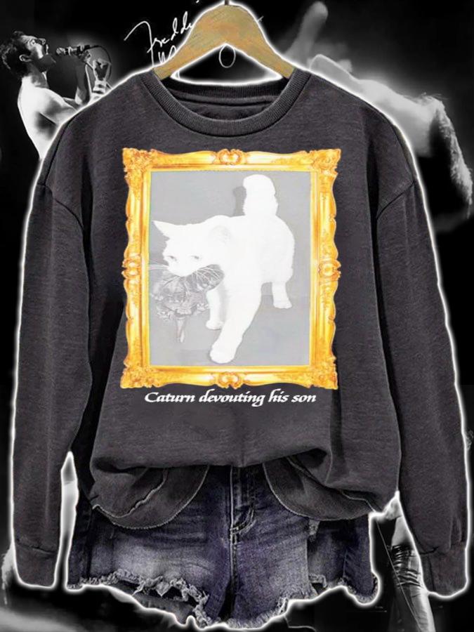 Cat Caturn Devouting His Son Shirt t-shirt
