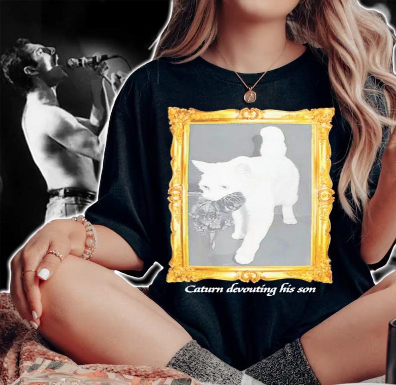 Cat Caturn Devouting His Son Shirt t-shirt