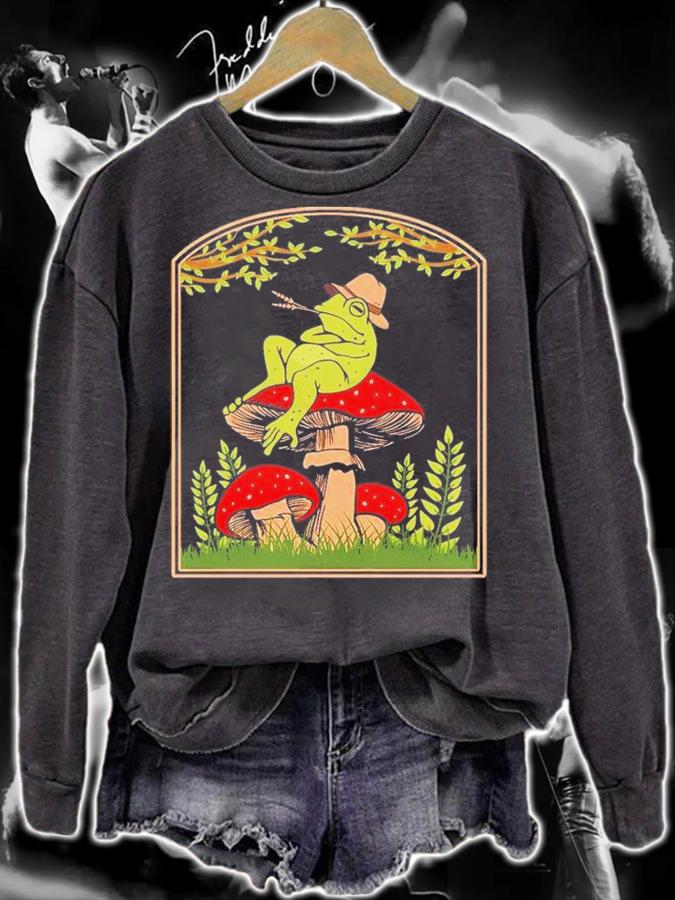 Cottagecore Aesthetic Frog Goblincore Mushroom Toad Fungus T-Shirt t-shirt sweatshirt