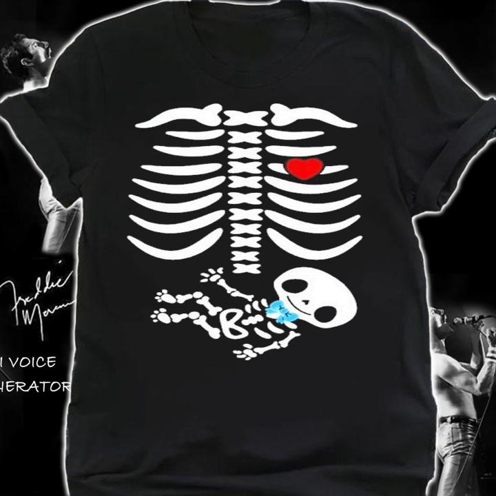 Halloween Pregnancy Maternity Pregnant Halloween Skeleton Shirt t-shirt