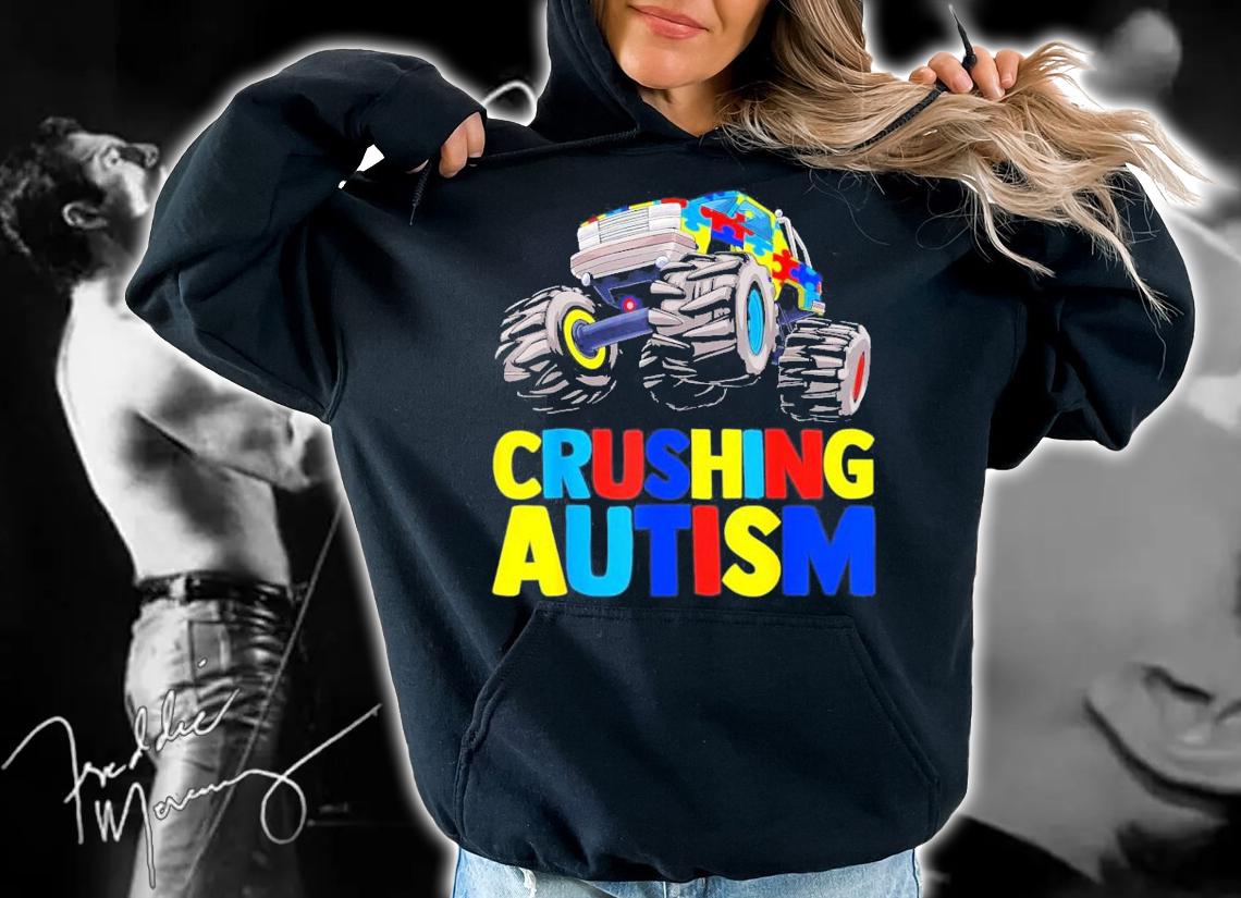 Monster Truck Crushing Autism Awareness T-Shirt t-shirt