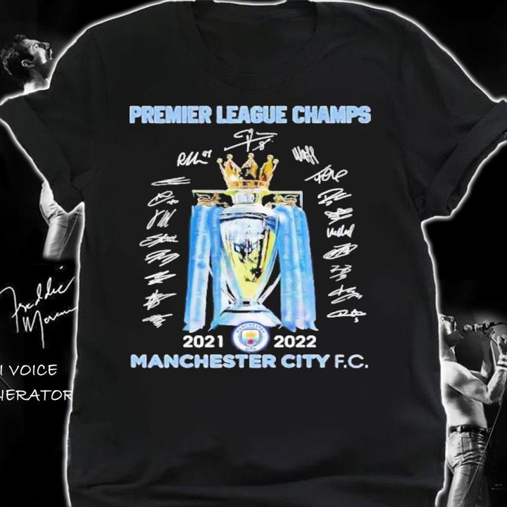 Premier League Champs Manchester City FC Signatures 2021-2022 Shirt t-shirt shirt