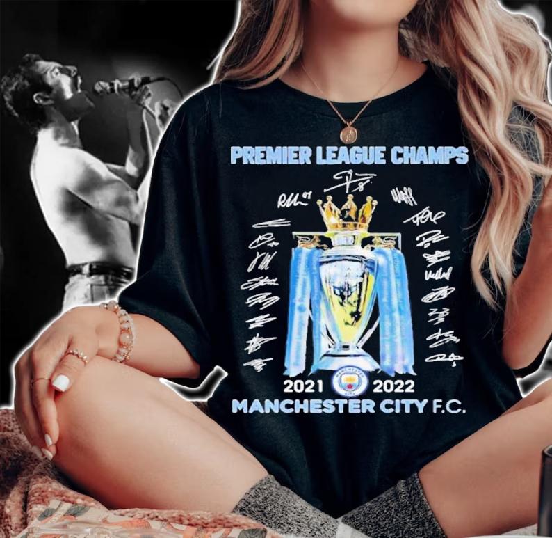 Premier League Champs Manchester City FC Signatures 2021-2022 Shirt t-shirt woman shirt