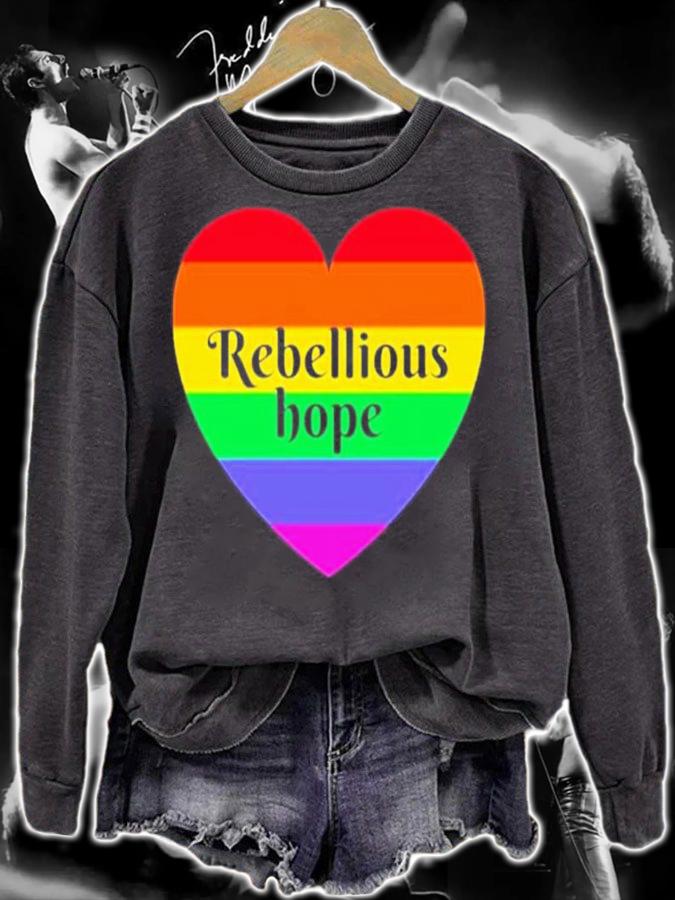 Rebellious Hope Rainbow Love Heart Shirt t-shirt