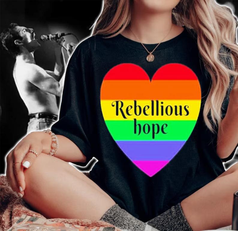 Rebellious Hope Rainbow Love Heart Shirt t-shirt