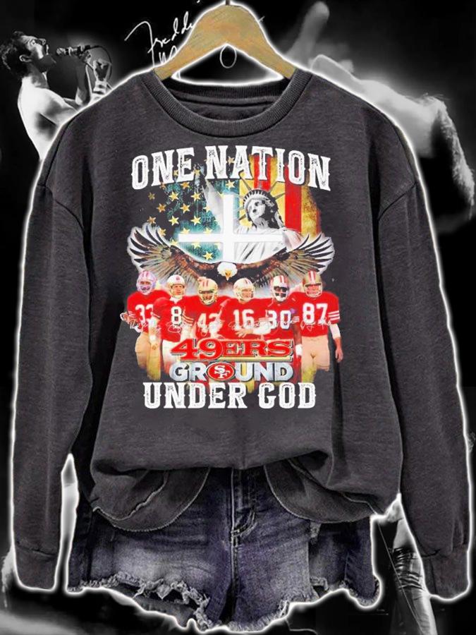 San Francisco 49ers One Nation 49ers Ground Under God Signatures Shirt t-shirt sweatshirt