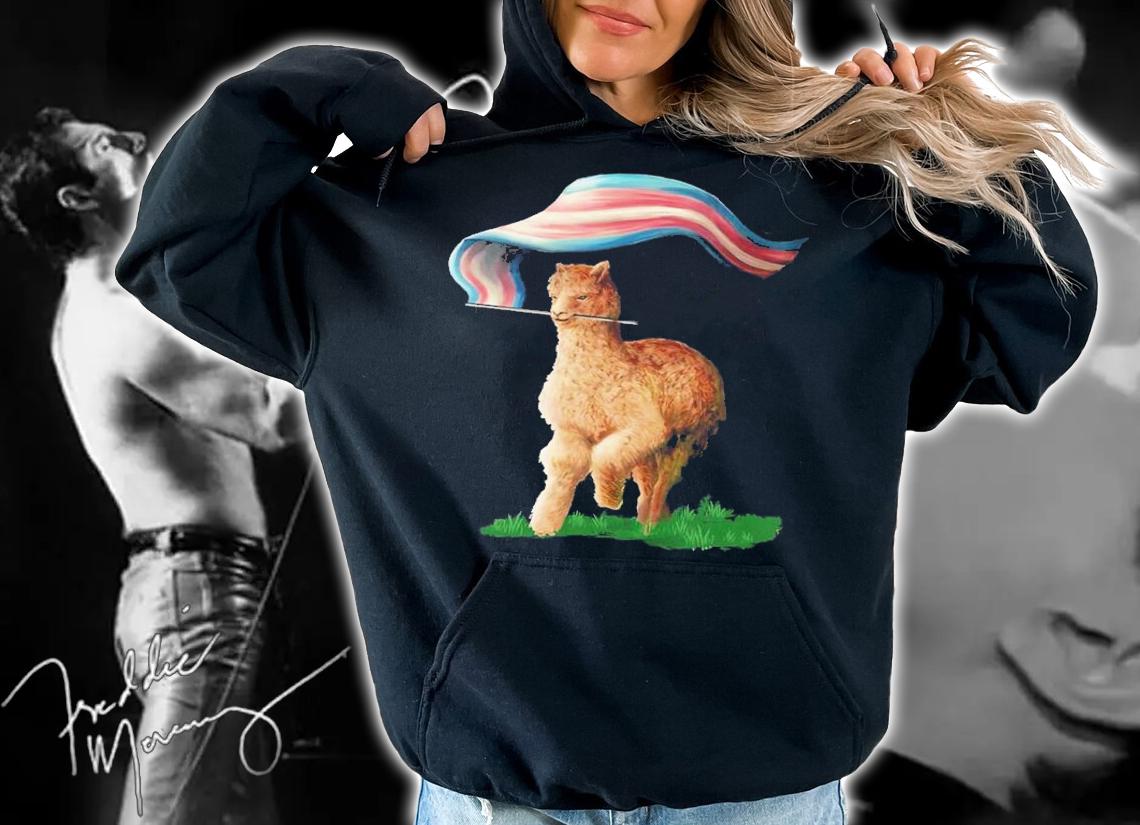 Tenacious Unicorn Ranch Llama Holding The Russia Flag Shirt t-shirt