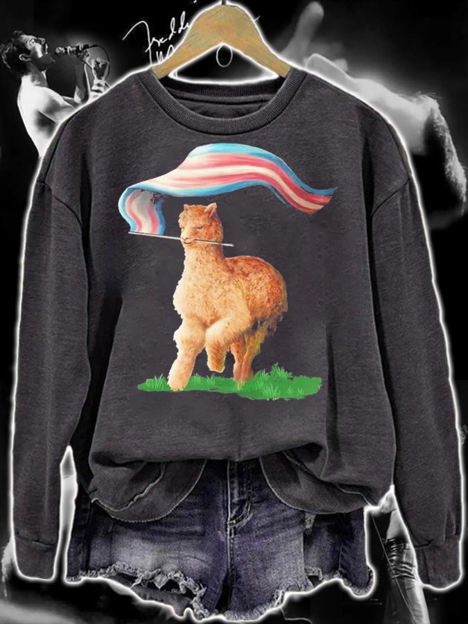 Tenacious Unicorn Ranch Llama Holding The Russia Flag Shirt t-shirt