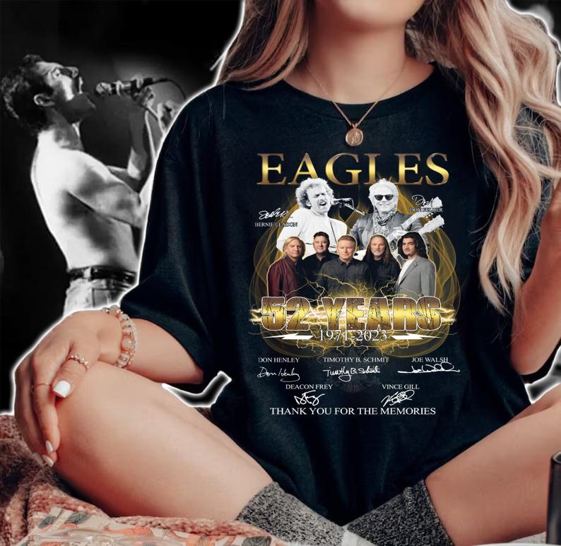 Eagles 52 Years 1971-2023 Thank You For The Memories Signatures t-shirt woman shirt