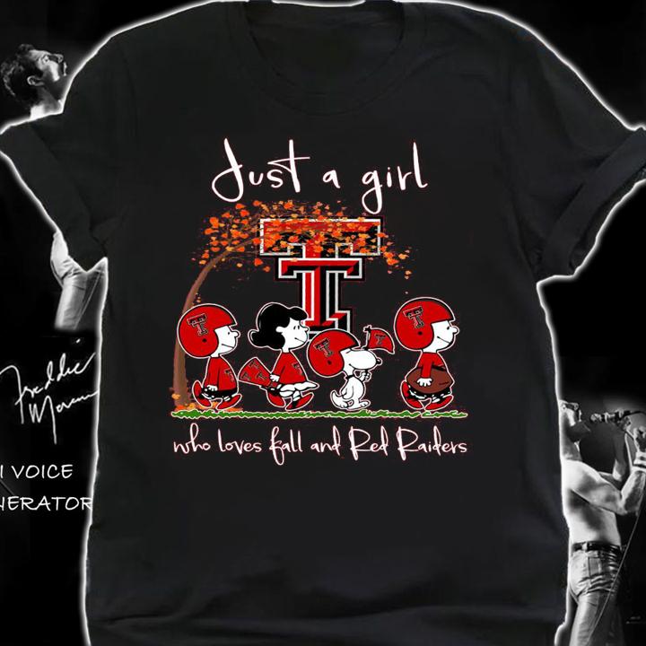 Texas Tech Red Raiders Peanuts Snoopy Just A Girl Who Love Fall And Red Raiders t-shirt