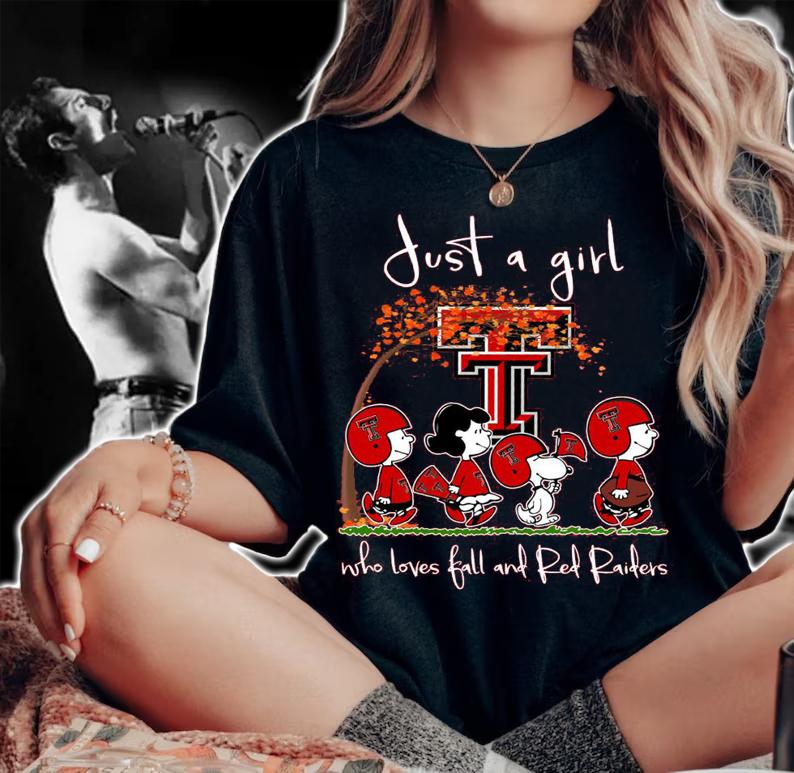 Texas Tech Red Raiders Peanuts Snoopy Just A Girl Who Love Fall And Red Raiders t-shirt
