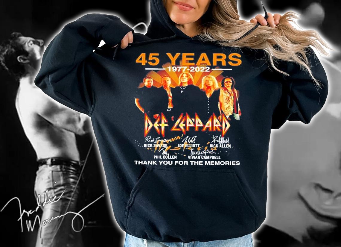 45 Years 1977 2022 Rick Savage Joe Elliott Rick Allen Phil Collen Signature Thank You For The Memories T-Shirt t-shirt