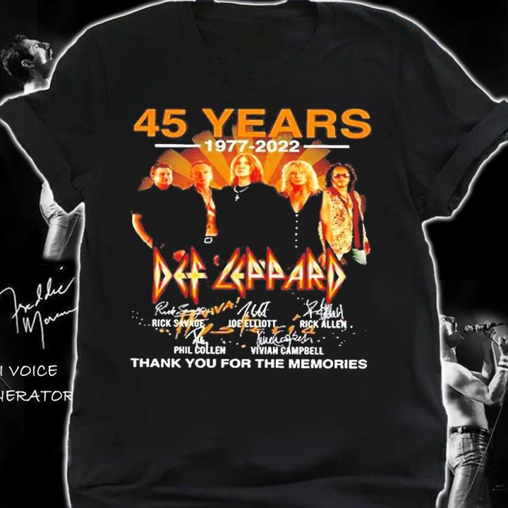 45 Years 1977 2022 Rick Savage Joe Elliott Rick Allen Phil Collen Signature Thank You For The Memories T-Shirt t-shirt