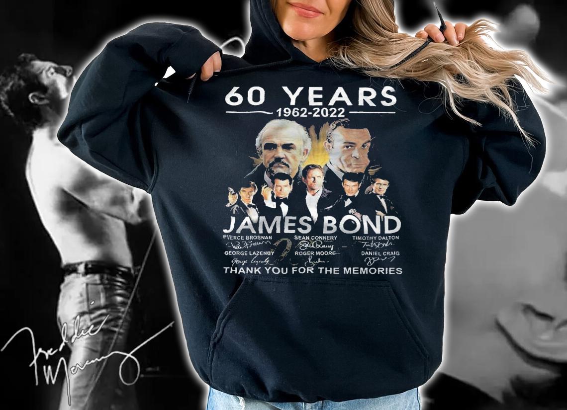 60 years 1962-2022 James Bond Signatures Thank You For The Memories Shirt t-shirt
