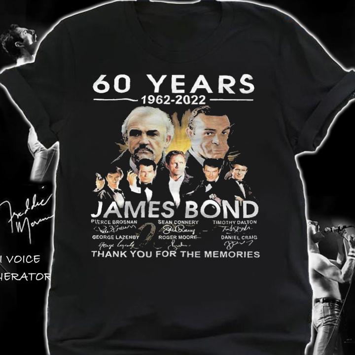 60 years 1962-2022 James Bond Signatures Thank You For The Memories Shirt t-shirt
