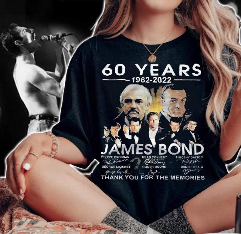 60 years 1962-2022 James Bond Signatures Thank You For The Memories Shirt t-shirt woman shirt
