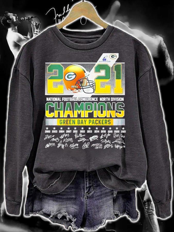 2021 National football conference north division champions Green Bay Packers signatures shirt t-shirt sweatshirt