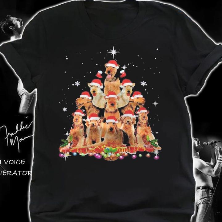 Airedale Terrier Christmas Tree Dog Santa Xmas Funny Pajamas Premium Shirt t-shirt shirt