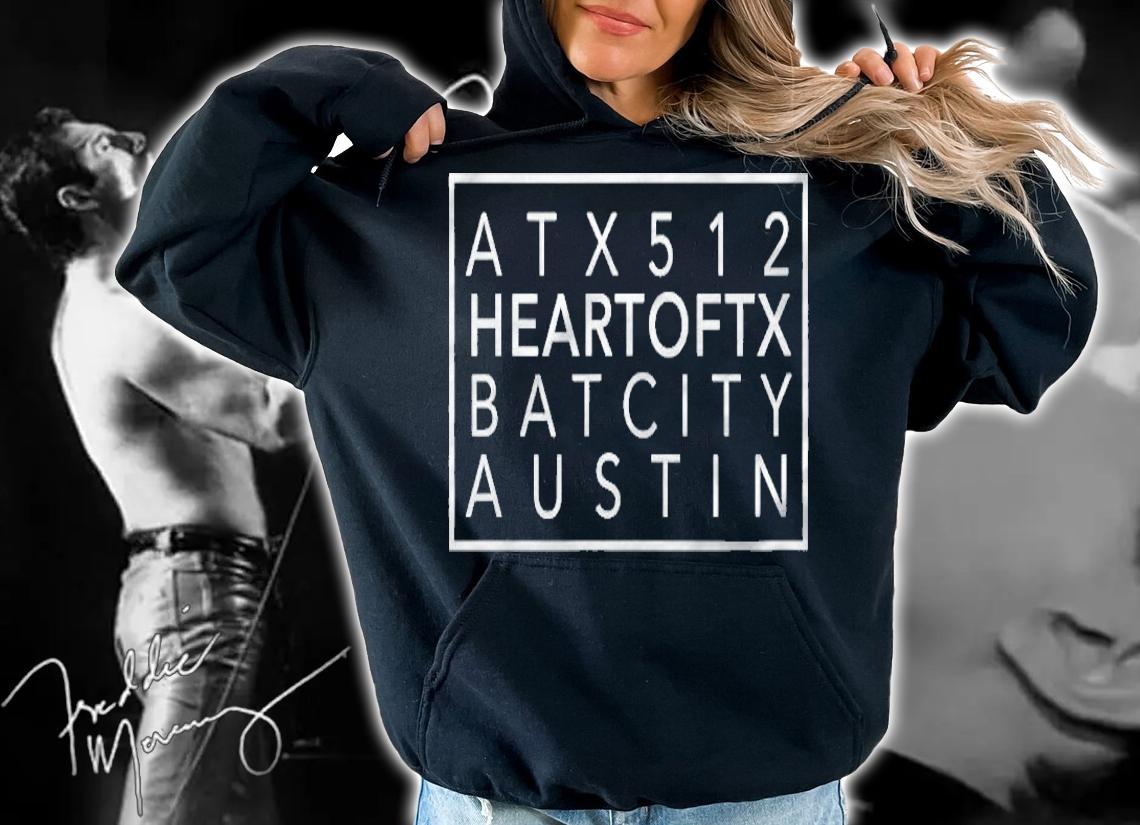 Atx 512 Heart Of Tx Bat City Simple Graphic Austin Texas T-shirt t-shirt